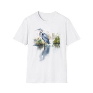 Blue Heron Print T-Shirt: Coastal Bird Lover Tee