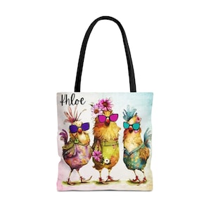 Personalized Chicken Lover Tote Bag: Farmers Market Reusable Grocery Bag