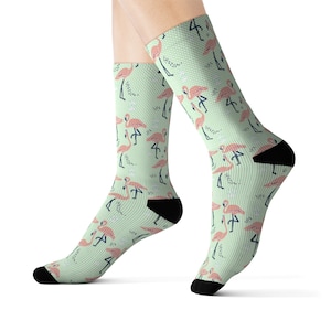 Flamingo Print Pattern Socks: Novelty Crew Socks