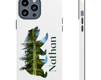 Personalized Tough Phone Case Bear iPhone 13 12 11 pro max X Xs Xr 7 8 Samsung Galaxy S20 S21 Ultra Plus S10 Google Pixel 5 6 Bear Landscape