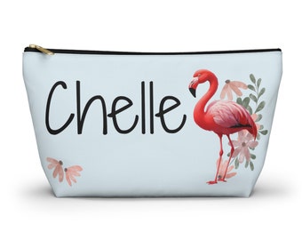 Personalized Flamingo Cosmetic Bag, Bridesmaid Gift