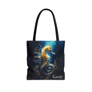 Sac fourre-tout hippocampe, voyage à la plage côtière, grand cartable personnalisé, cadeau pour un mariage, fête de mariage, EVJF à destination, sac de professeur