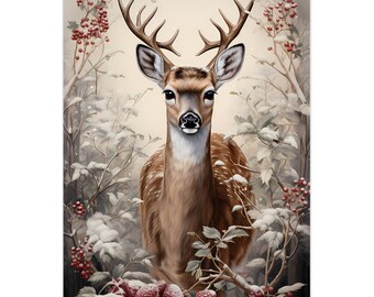 Personalized Deer Christmas Card Set with Envelopes