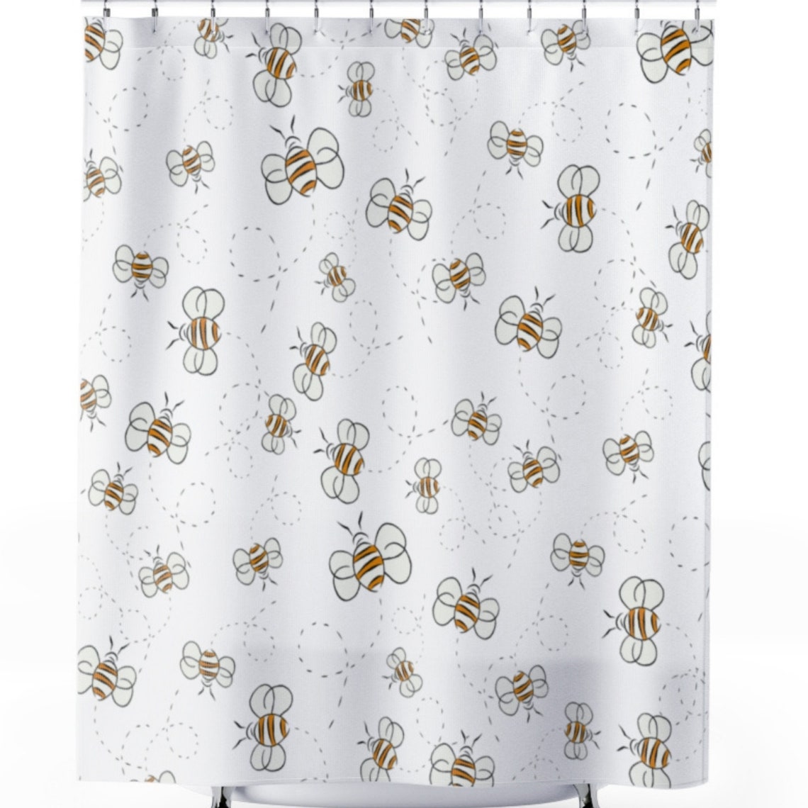Bumble Bee Shower Curtain Bee Gifts Shower Curtain Bee Bee Etsy