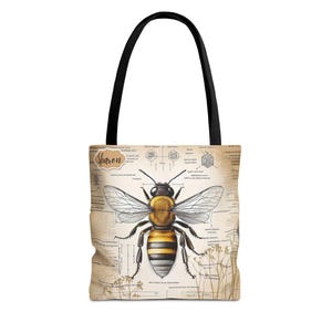 Personalized Bee Tote Bag: Eco-Friendly Shopping, Nature Lover Gift