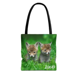 Fox Tote Bag: Personalized Woodland Animal Reusable Shopping Bag