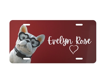 Custom French Bulldog Vanity Plate, Personalized Aluminum License