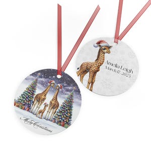 Personalized Giraffe Christmas Ornaments, Holiday Decor, Custom Gifts, Baby Showers, Keepsake Decorations, Kids Ornaments
