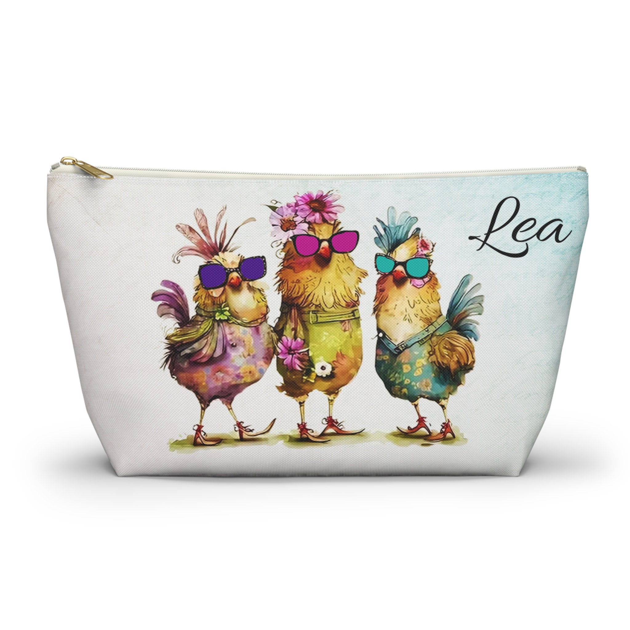 PLITI Make-up-Tasche Huhn Design – 22,9x17 Cm, Canvas, Wasserabweisend, Lustiges Geschenk Für Hühnerfans