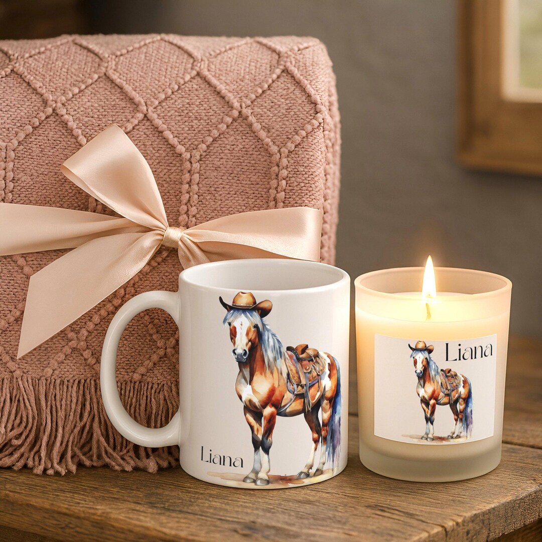 Custom Horse Gift Set, Tassel Blanket, Ceramic Mug, Soy Candle - Etsy