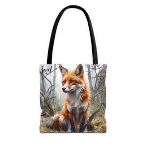 Personalized Wild Fox Tote Bag: Forest Animal Lover Gift