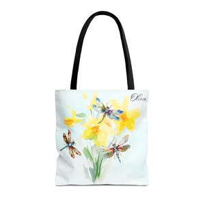 Sac fourre-tout floral bohème libellule, sac de livre nouveau, cadeau pour amoureux de la nature, sac à provisions écologique