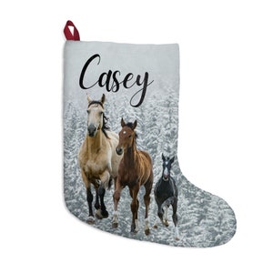 Horse Christmas Stocking, Personalized Christmas Stockings, Gifts for Horse Lovers, Horse Custom Gift, Western Horse Stocking, Horse Decor