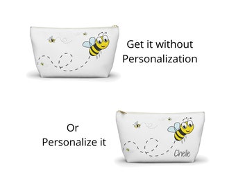 Bee Makeup Bag, Personalized Bumble Bee Cosmetic Bag, Toiletry Bag, Pencil Case, Accessory Pouch, Bee Gifts, Planner Pouch, Bumble Bee Art