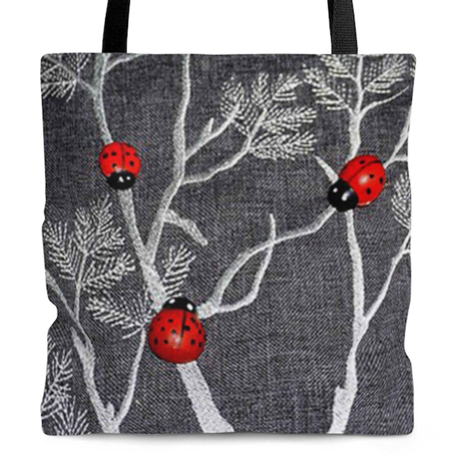 CafePress Trio Of Ladybugs Canvas Tote Bag - Natural Reusable Shopping Bag, Two Sizes