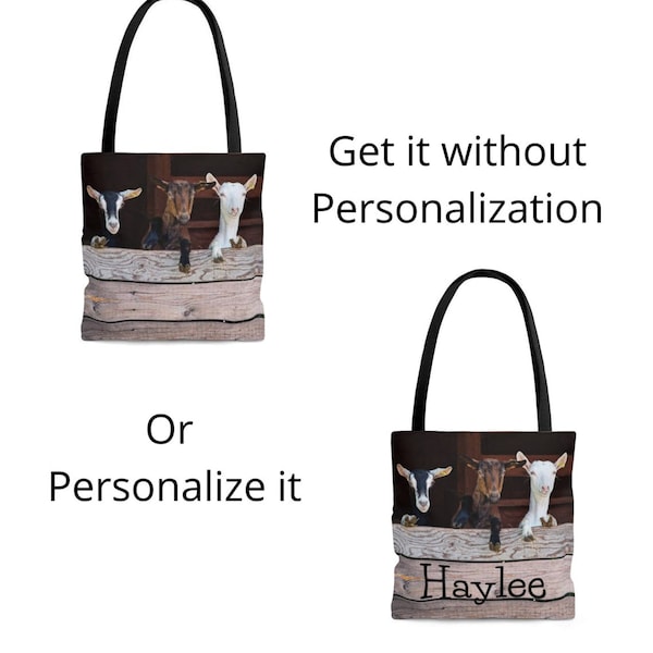 Personalized Goat Tote Bag, Goat Diaper Bag, Goat travel Bag, Goat Purse, Goat Bag, Goat Lover Gift, Goat Gifts, Love Goats, Goat Love