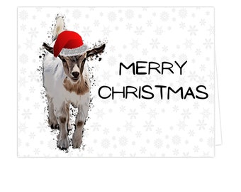 Goat Christmas Card, Christmas Cards Goats, Goat Holiday Cards, Seasonal Greeting Cards, Cute Goat Cards, Farm Animal Card, Goat Cards Packs