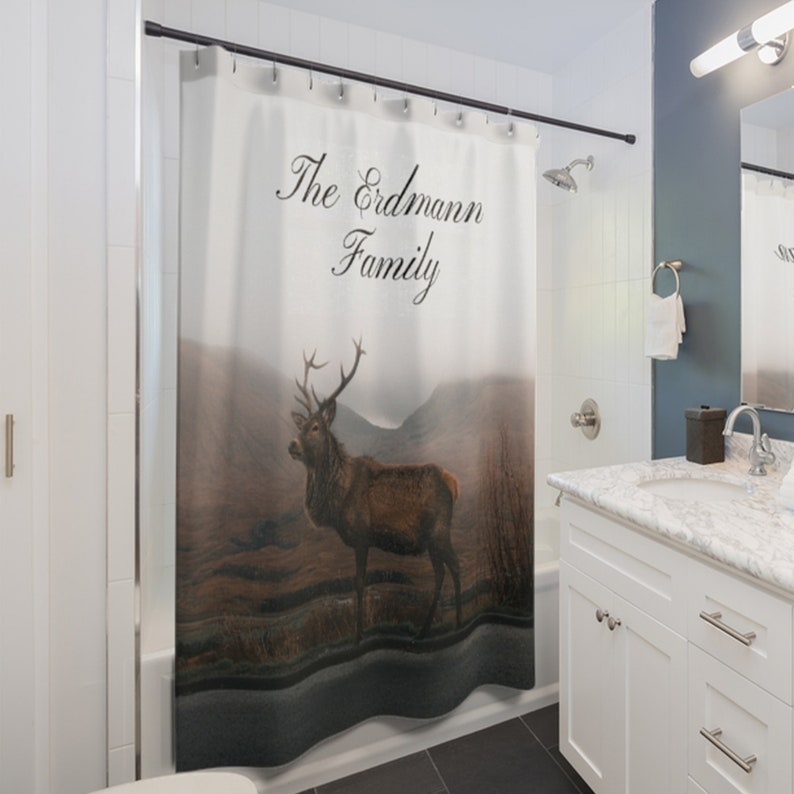 Personalized Deer Shower Curtain Woodland Bathroom Shower Etsy
