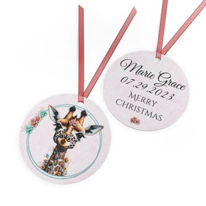 Personalized Giraffe Christmas Ornament: Custom Name, Baby&#39;s First Christmas