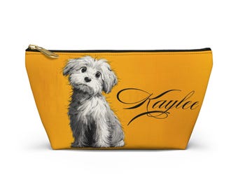 Dog Lover Accessory Pouch, Cute Dog Makeup Bag, Gifts for Dog Lovers, Personalized Zippered Pouch, Toiletry Bag, Dog Mom Gift