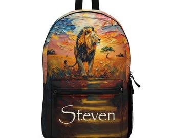Personalized Lion Backpack: Safari Jungle Animal Bookbag