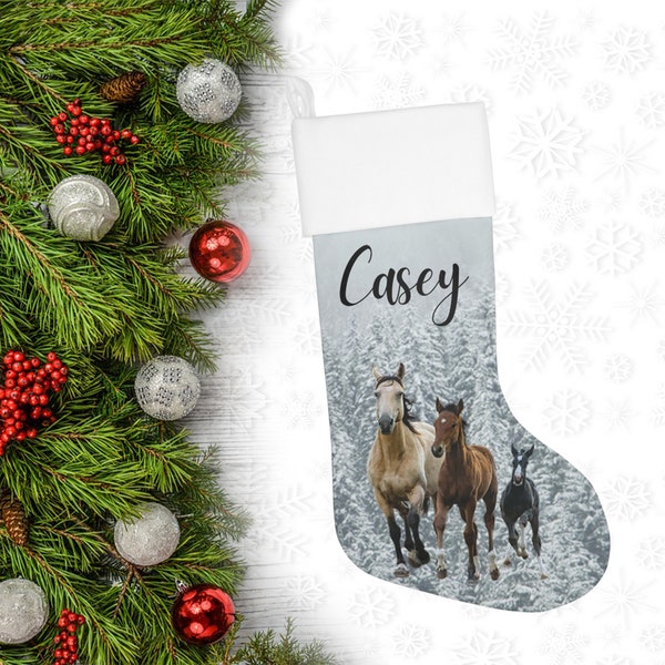 Horse Christmas Stocking, Personalized Christmas Stockings, Gifts for Horse Lovers, Horse Custom Gift, Western Horse Stocking, Horse Decor