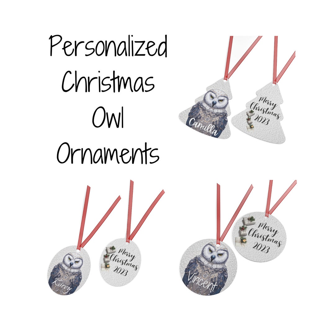 Owl Ornament, Personalized Christmas Ornament, Custom Kids Christmas
