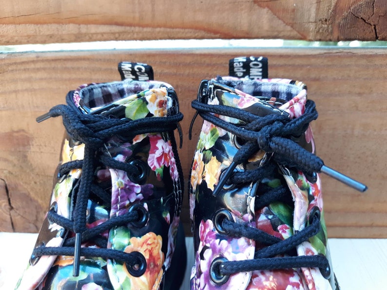 Black Floral Kids Boots