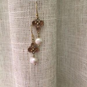 Lucrezia Borgia Inspired Pearl Earrings , Gold Pearl Earrings , Vintage Earrings , Victorian Pearl Earrings, Sterling Chandelier Earrings