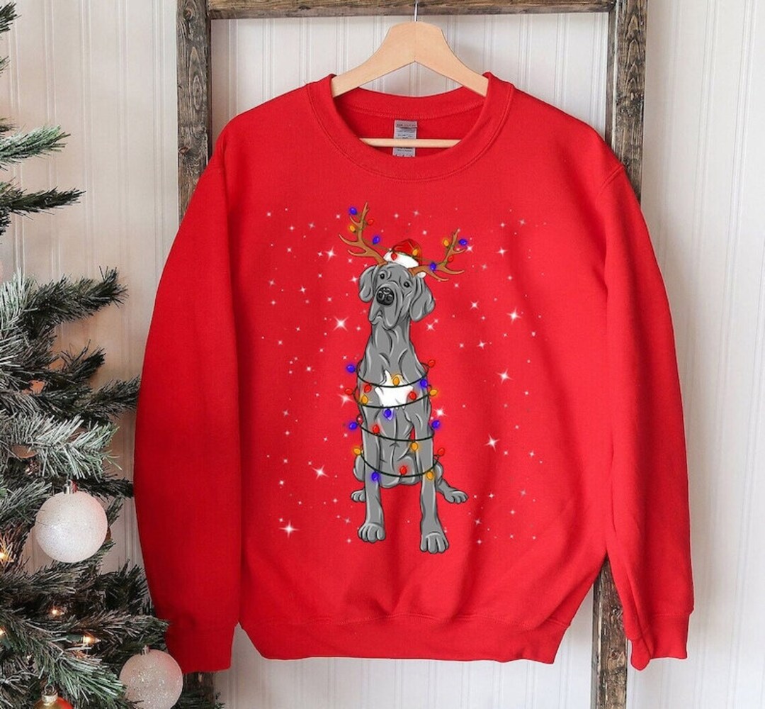 Great Dane Christmas Lights Shirt, Christmas Dog Shirt,christmas Dog