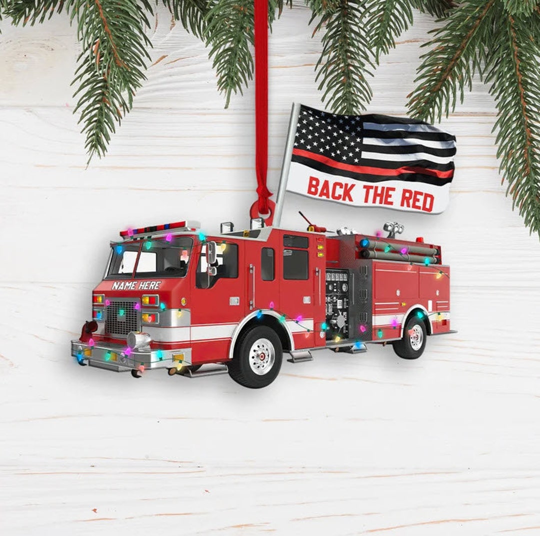 Personalized Fire Truck Ornaments Firefighter Car Ornament Etsy