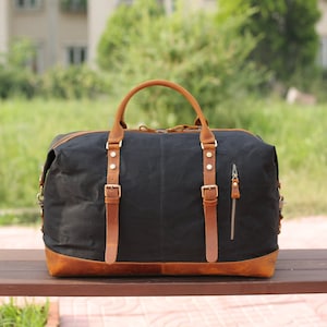 Groomsmen Proposal, Personalized Weekend Bag, Waxed Canvas Duffle Bag, Mens Holdall, Travel Luggage Bag, Duffel Bag, Unique Mens Gift
