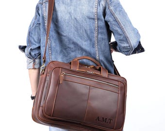Handmade Leather Briefcase Men, Leather Business Bag, Men's Work Bag, Leather Office Bag, Laptop Bag for Men