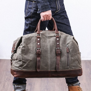 Personalisierte gewachste Canvas Seesack, Handgemachte Tasche, Gepäcktasche, Wochenend-Reisetasche, einzigartige Geschenke für ihn, Reisetasche für Männer