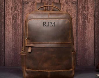 Personalized Leather Backpack, Travel Backpack, Laptop Backpack, Weekender Backpack, Hiking Backpack, Gift for Colleagues, Christmas Gift