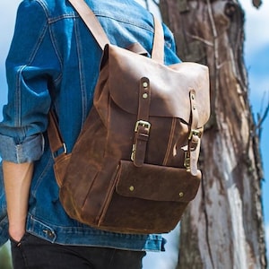 Handmade Full Grain Leather School Backpack Travel Backpack | Etsy