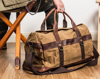 Genuine Leather & Wax Canvas Equestrian Duffel Bag