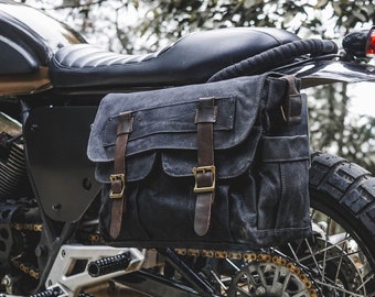 Personalized Motorcycle Bag Waterproof Saddle Bag Bicycle Bag Waxed Canvas Saddle Panniers Canvas Bag for Bicycle Bike Accessories