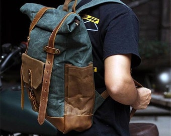 leather motorcycle backpack