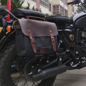 Personalized Motorcycle Bag in Waxed Canvas Waterproof Saddle Bag Bicycle Bag Vintage Saddle Panniers Perfect Gift for Bike Lovers