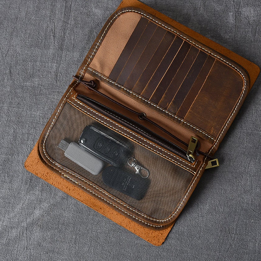 Handmade Mens Leather Travel Wallet Passport Wallet Leather Etsy