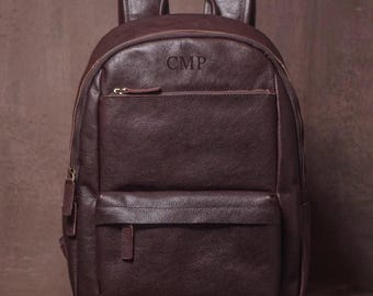 Personalized Leather Backpack,Unisex Vintage Soft Look,Minimalist Style,Versatile Leather Backpack,Monogrammed Leather Rucksack
