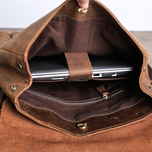 Handmade Full Grain Leather School Backpack Travel Backpack Laptop ...