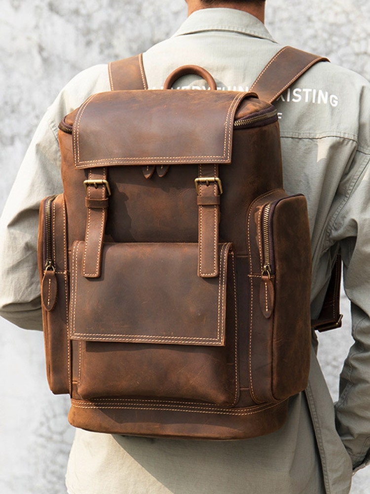 Personalized Leather Backpack Full Grain Leather Backpack - Etsy