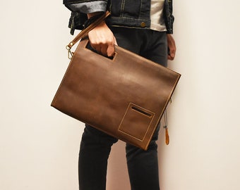 Leather Clutch, Leather Travel Wallet, Clutch Wallet with Wristlet, Satchel Bag, Crossbody Bag, Distressed Leather Handbag, Christmas Gifts