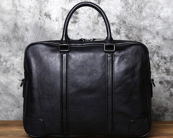 Personalized Full Grain leather Messenger Bag Handmade Laptop Bag Crossbody Shoulder Bag Men's Leather Briefcase Top Handle Business Bag