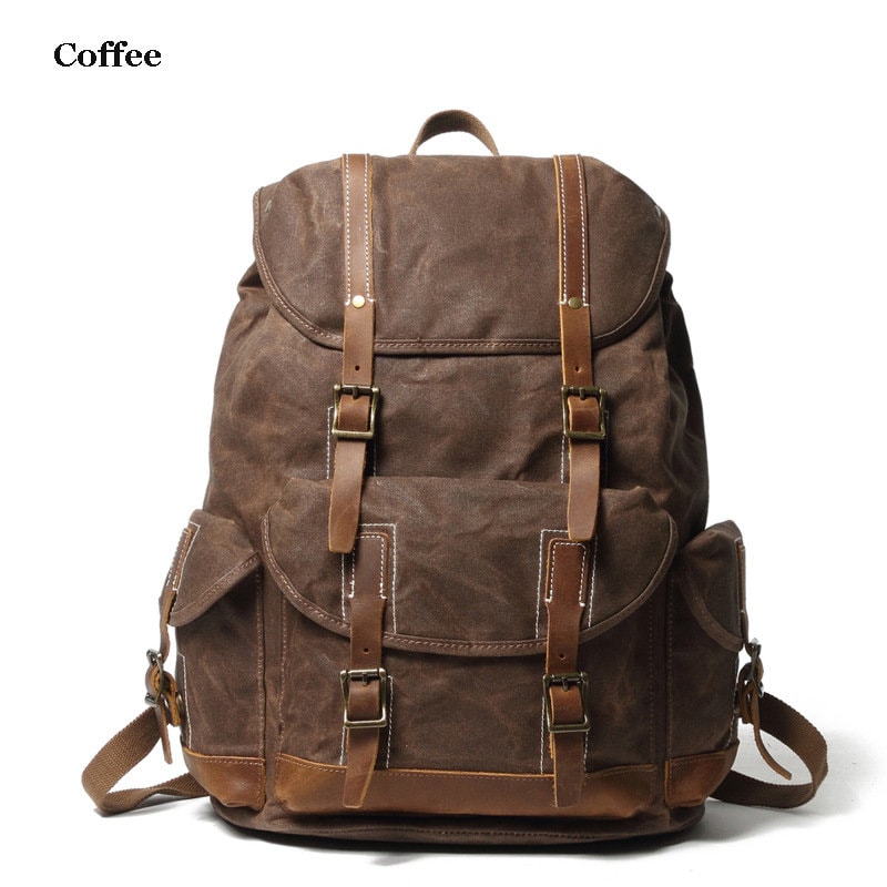 Waxed Canvas Backpack Large Travel Backpack Canvas School - Etsy Canada