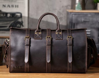 Leather Duffle Bag, Handmade Leather Weekender, Gym Bag, Vacation Duffel Bag, Travel Bag, Overnight Bag Leather Holdall