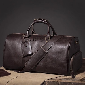 Personalized Large Travel Bag, Leather Weekender Bag, Mens Leather Weekend Bag, Outdoor Bag, Holdall Bag,Engraved Leather Duffle Bag For Man