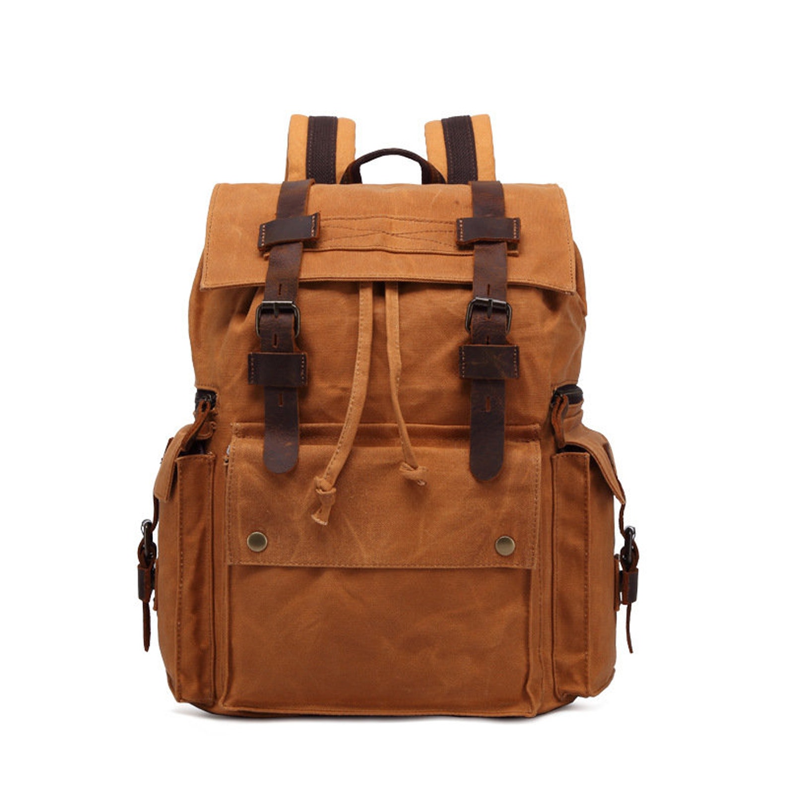 Waxed Canvas School Backpack Large Waterproof Travel Backpack Etsy